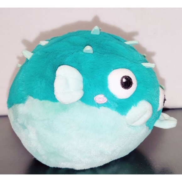 Squishable Blue Puffer Fish Plush Stuffed Animal Soft Snugglemi Snackers 7" - Picture 7 of 10